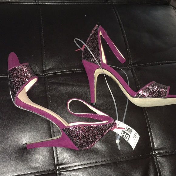 Glitter Ruby Faux Suede Heeled Sandals - Picture 3 of 8